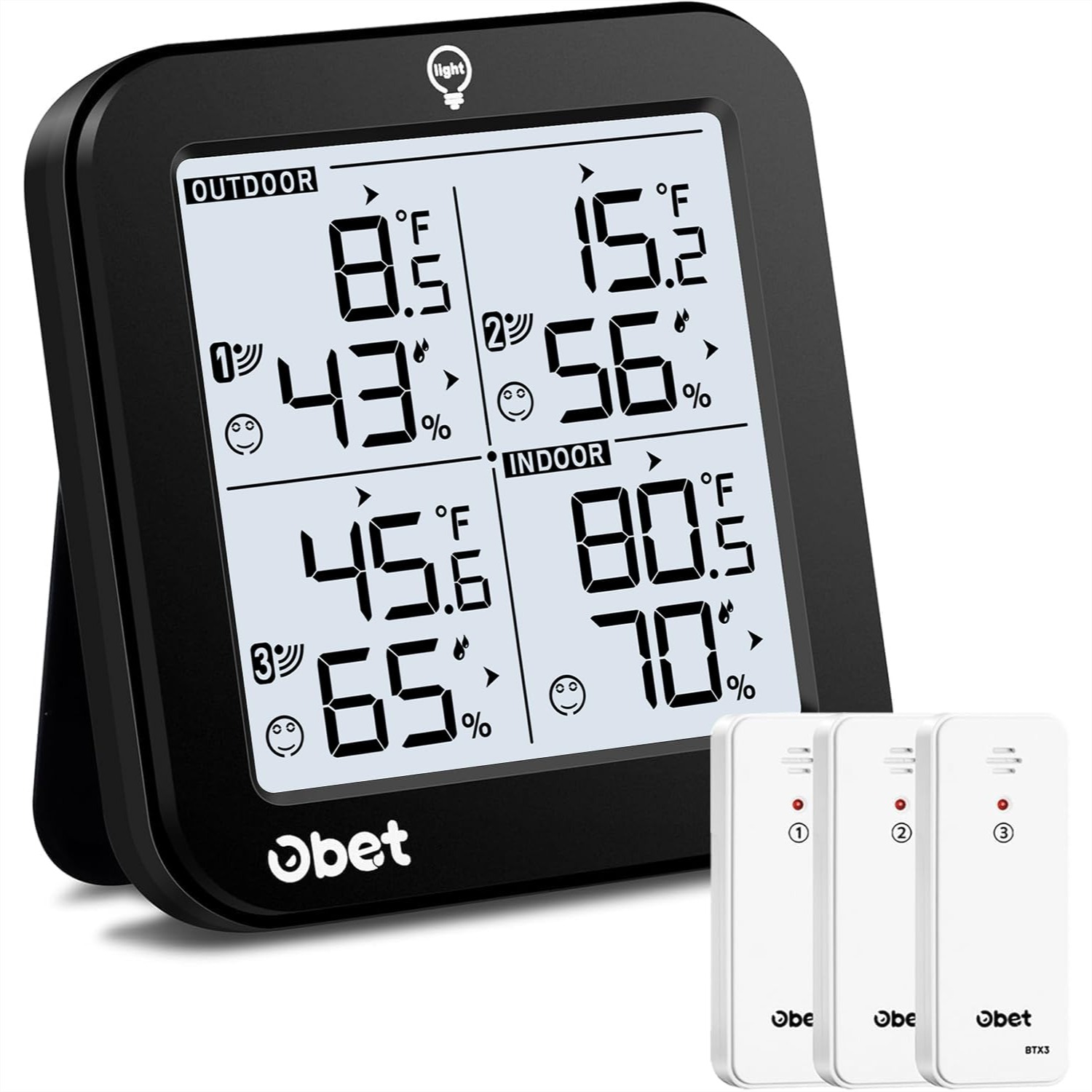 Weather Station Indoor - Wireless Weather Station with 3 Sensors,