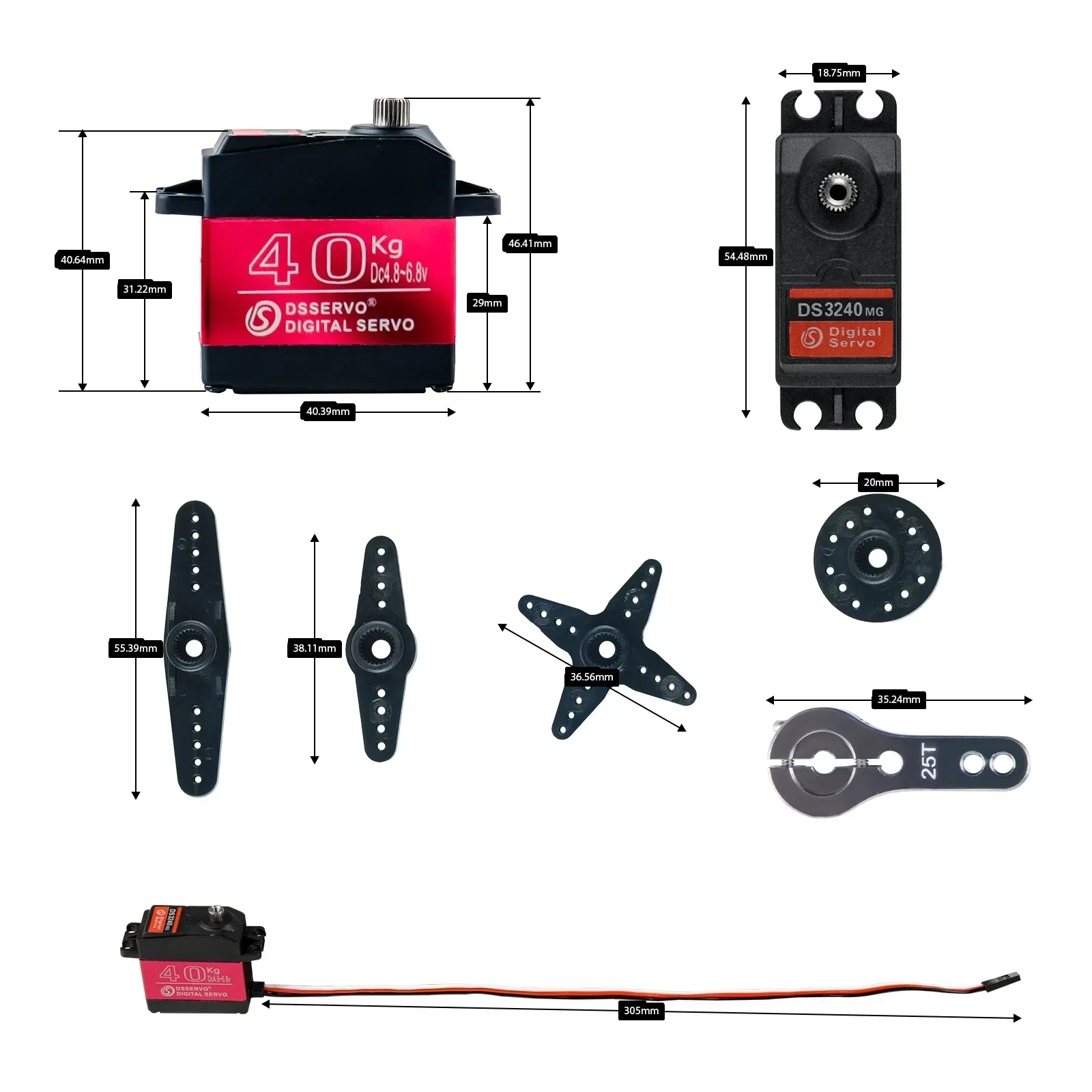 Digital Servo 40KG 180/270 Deg - Robot Arm Motor reseña y precio