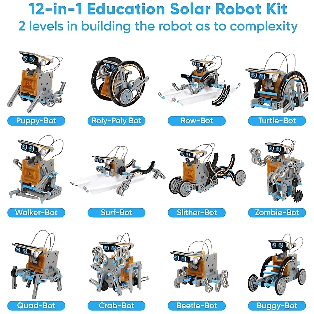 Solar Robot Building Blocks 12 - Science Toys Diy reseña y precio
