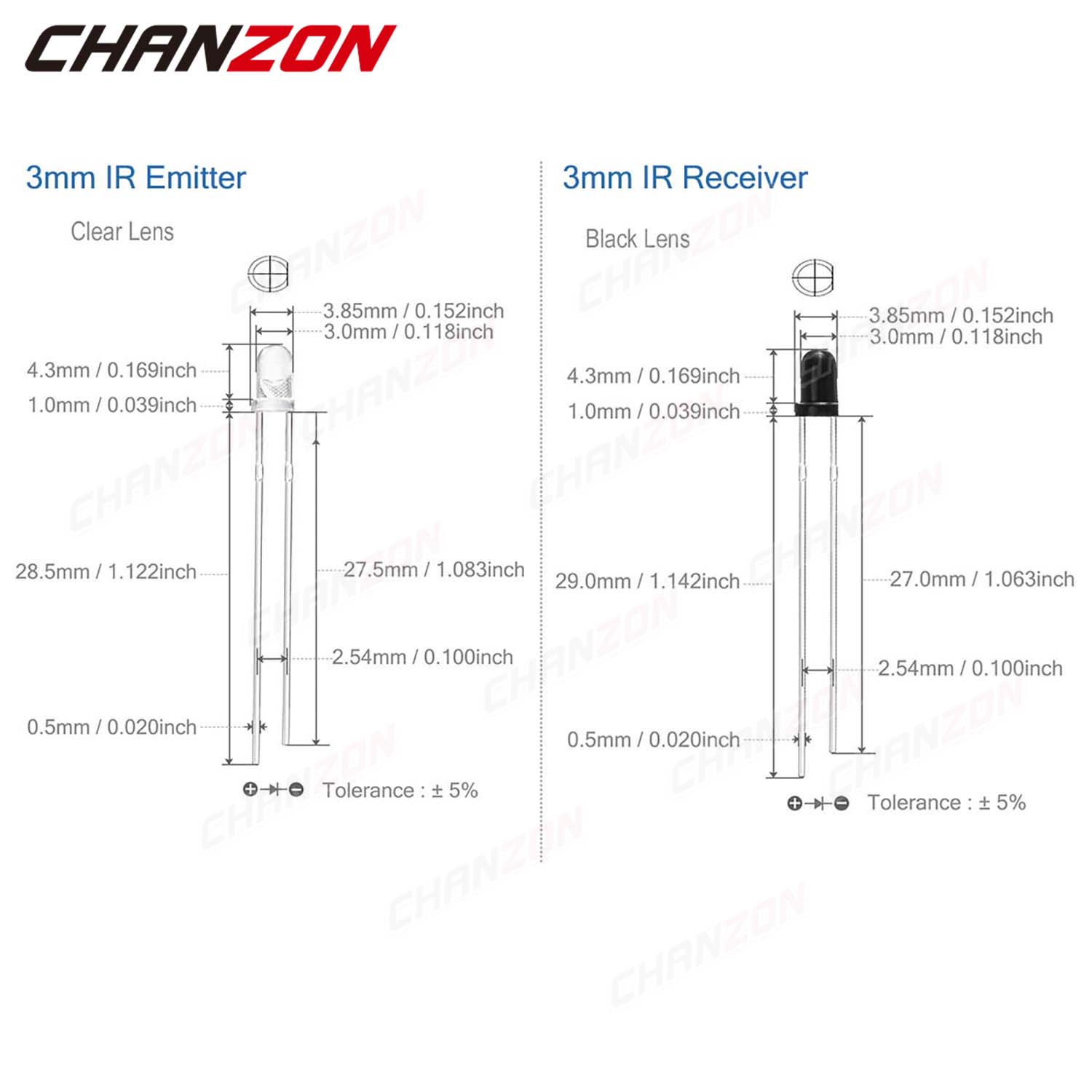 3mm 5mm 10mm IR LED Diode Tran - Hobby Is Science reseña y precio