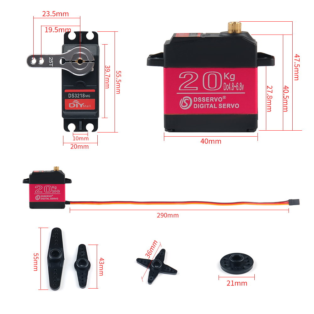 20KG Digital DS3218 Servo 180° - Robot Arm Motor reseña y precio