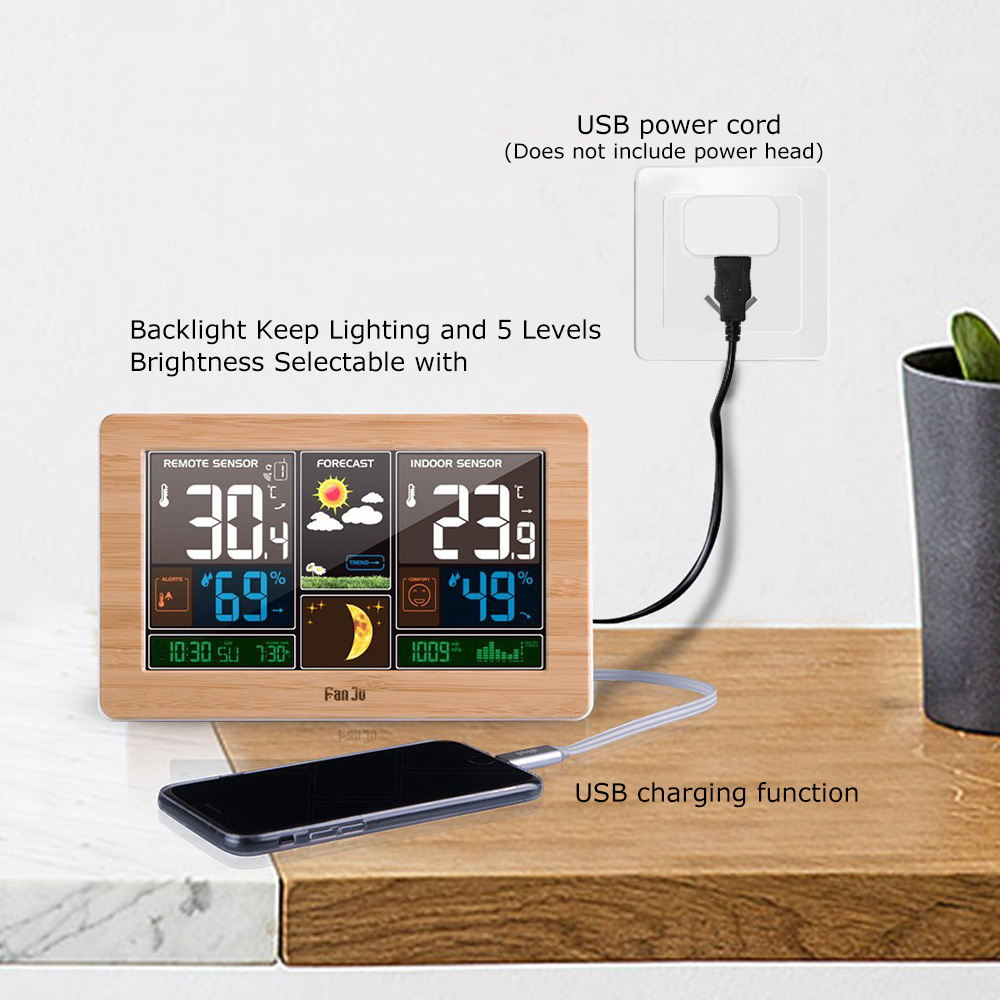 FanJu FJ3378 Digital Alarm Clo - Weather Station Indoor reseña y precio